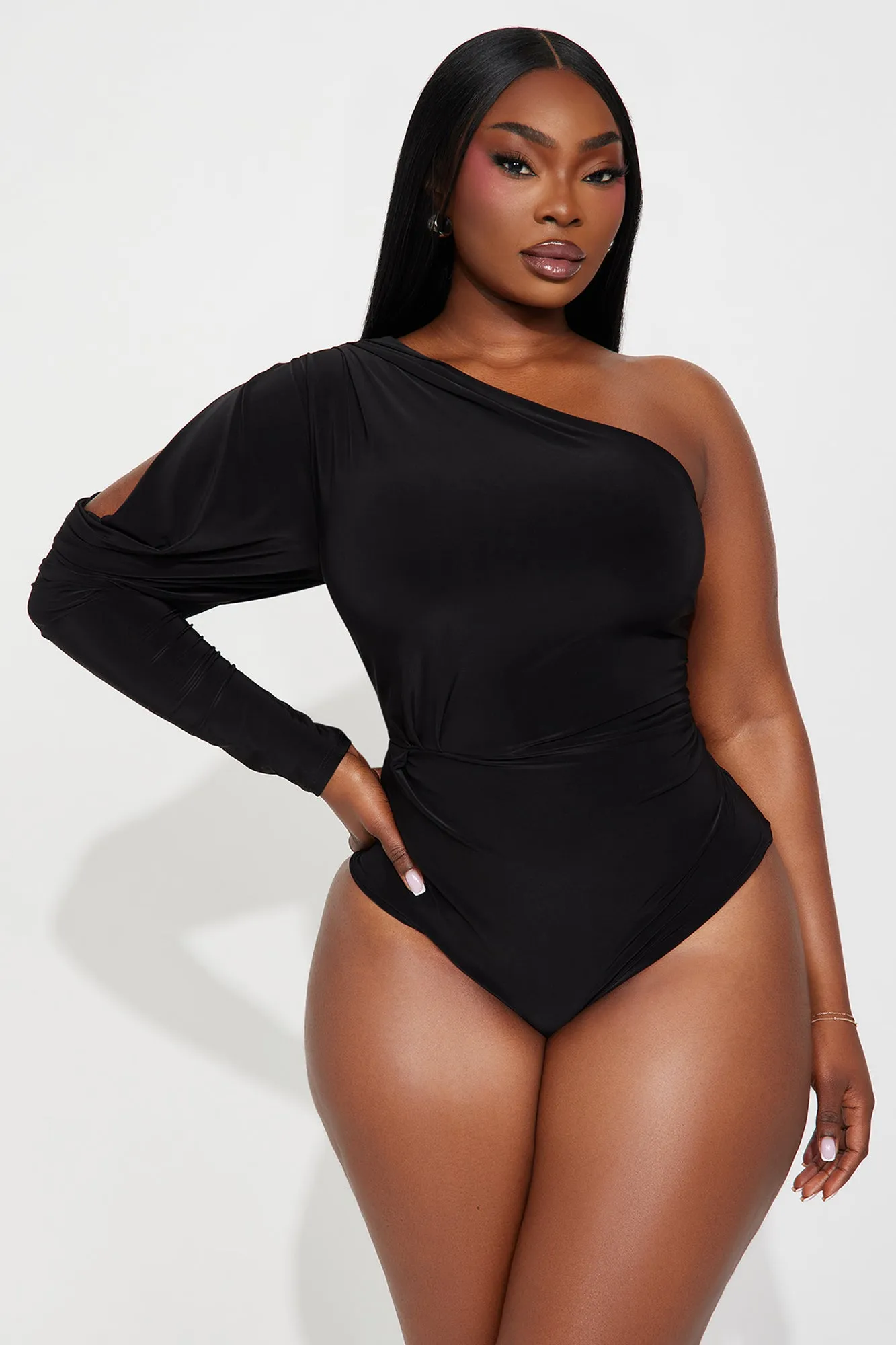 Monica One Shoulder Bodysuit - Black