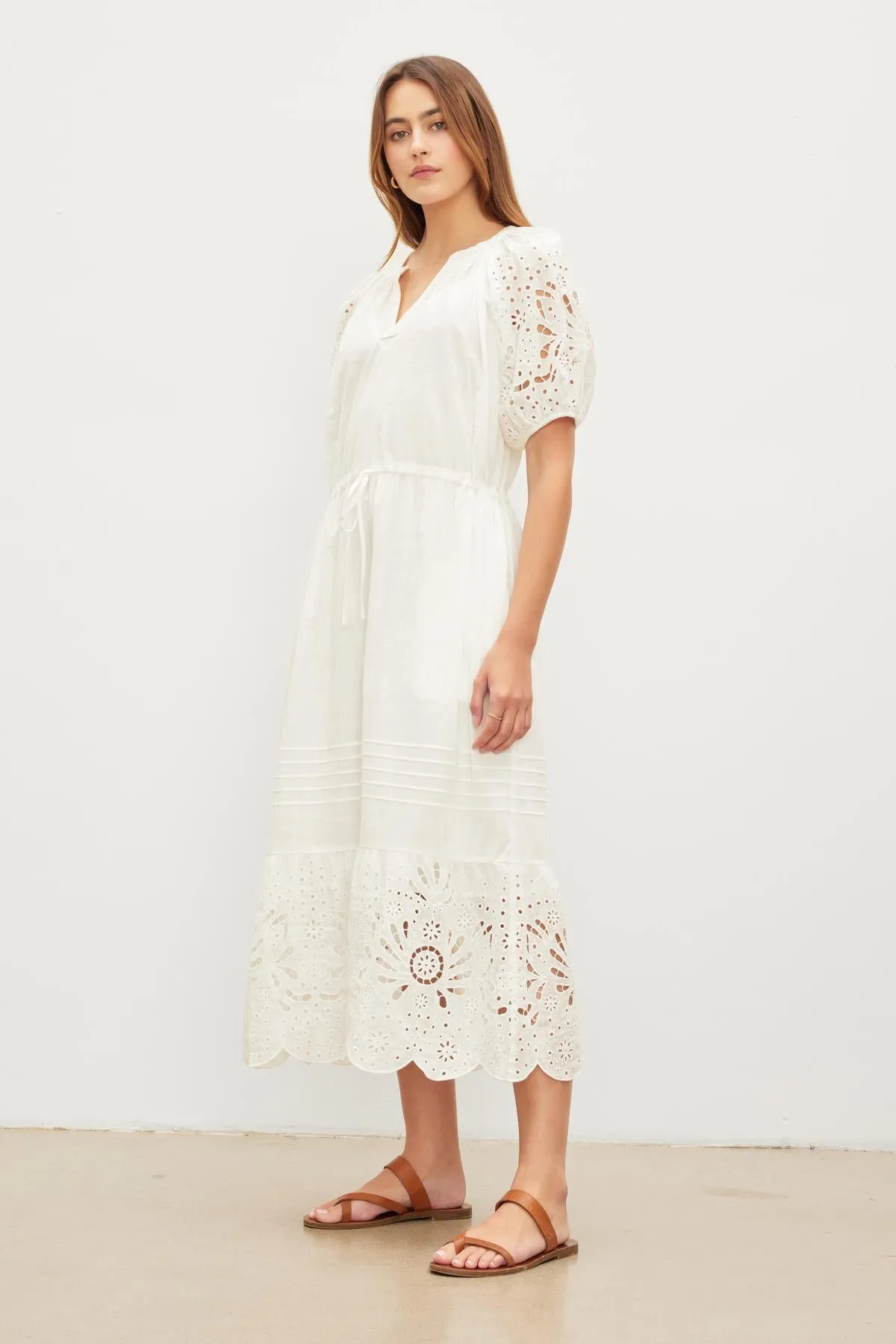 NADIA EMBROIDERED COTTON LACE DRESS