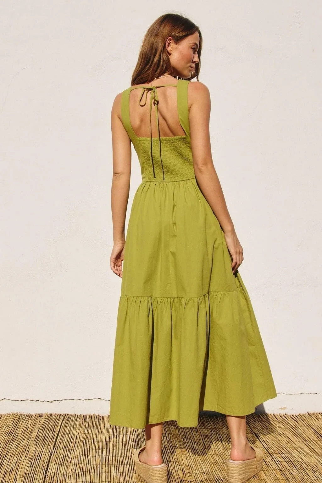 O Ring Cutout Halter Maxi Dress - Green