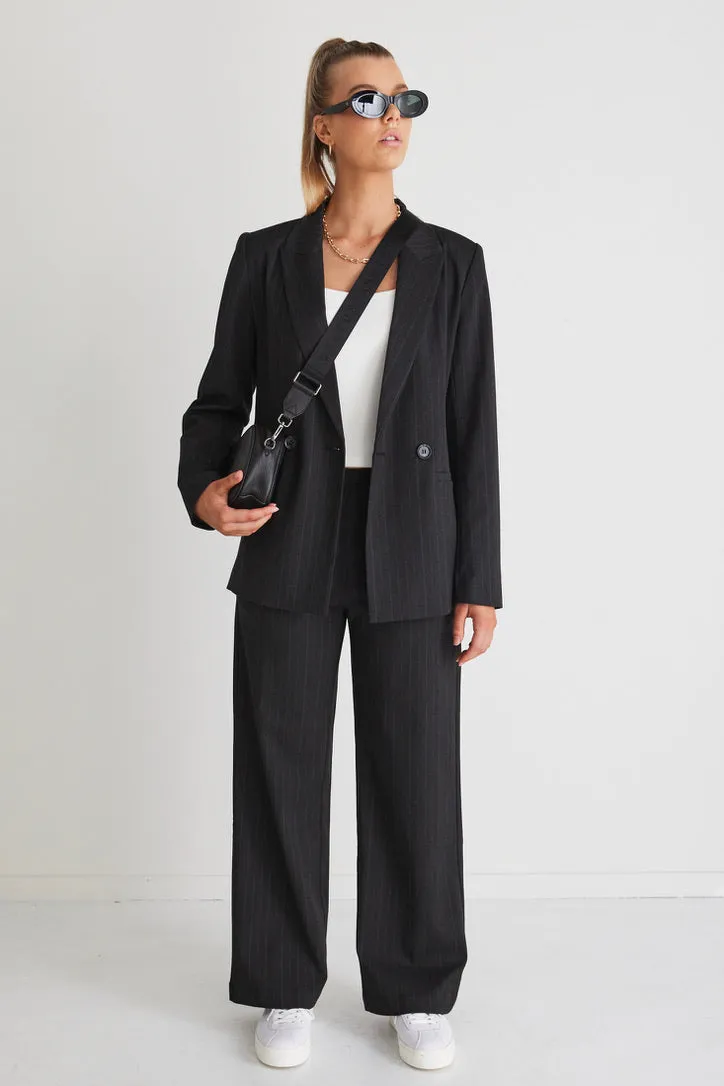 Officer Charcoal Pinstripe Double Breasted Blazer