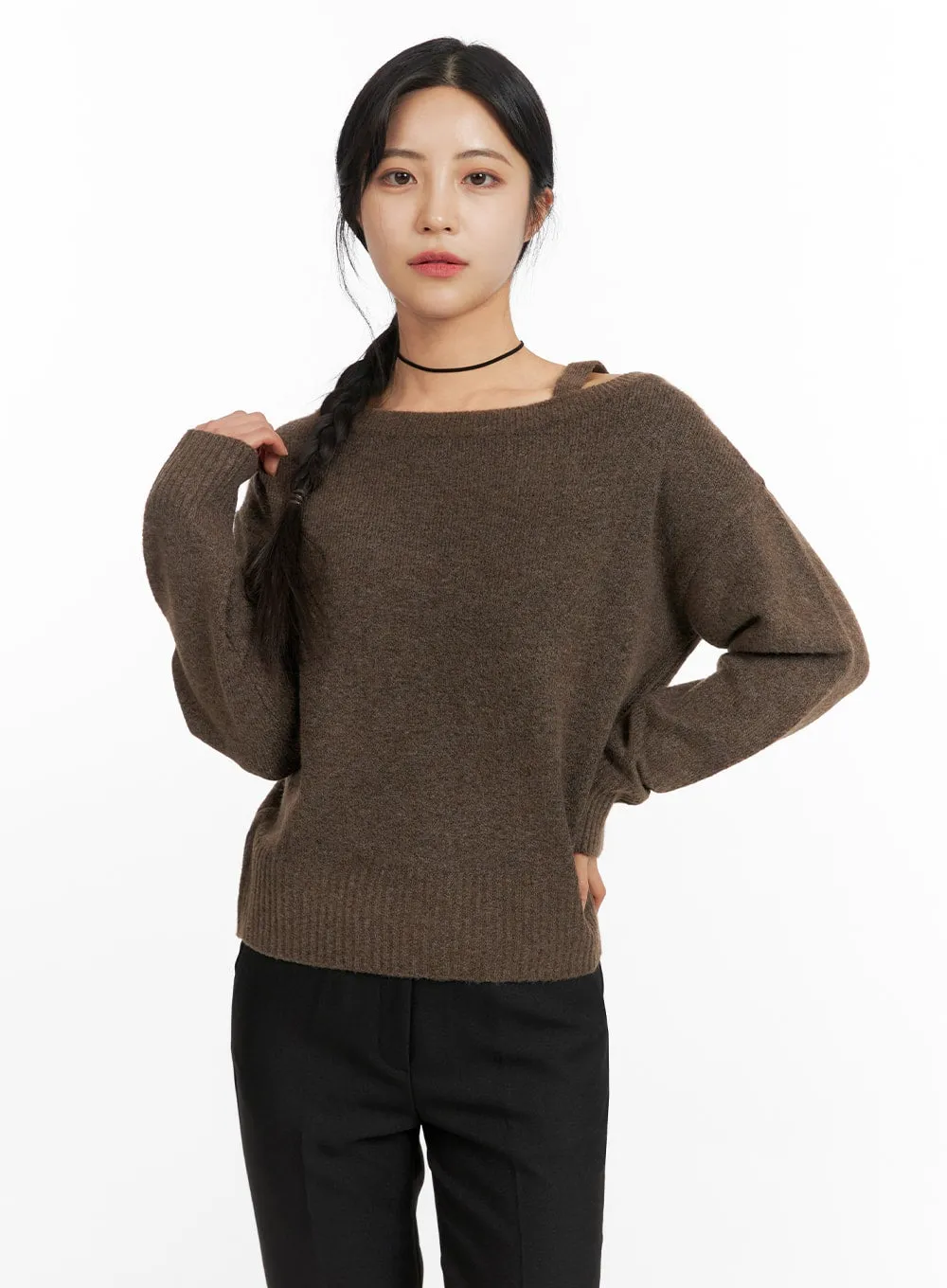 One-Shoulder Knit Sweater OF419