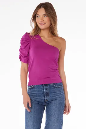 ONE SHOULDER SHIRRED TOP