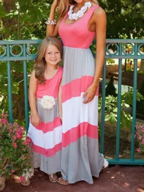 Parent-child Mixed Color Dress