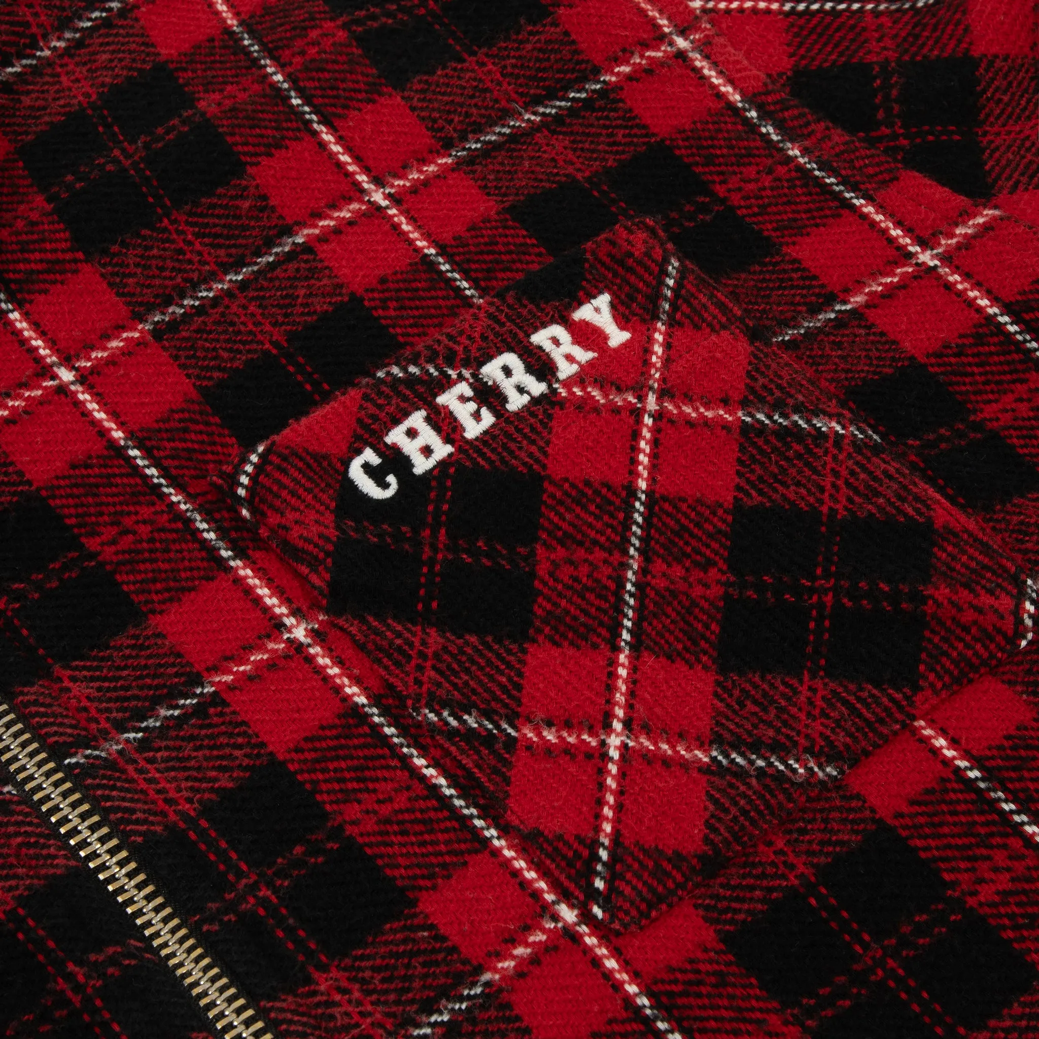 Plaid Zip Shirt Jacket (Red)