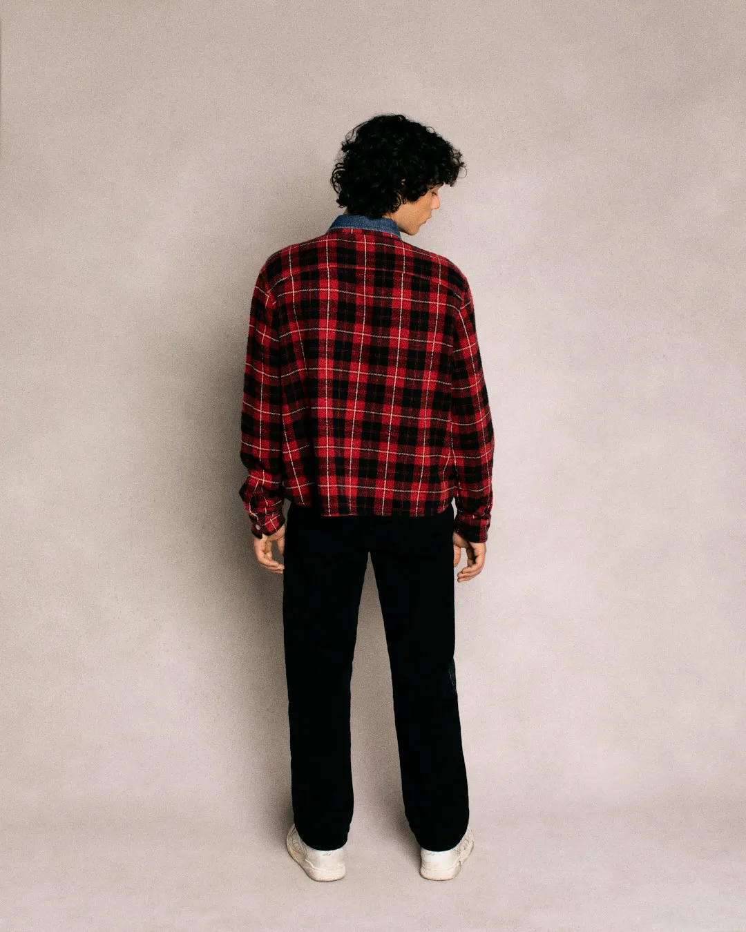 Plaid Zip Shirt Jacket (Red)