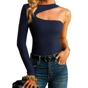 Ribbed One Shoulder Top