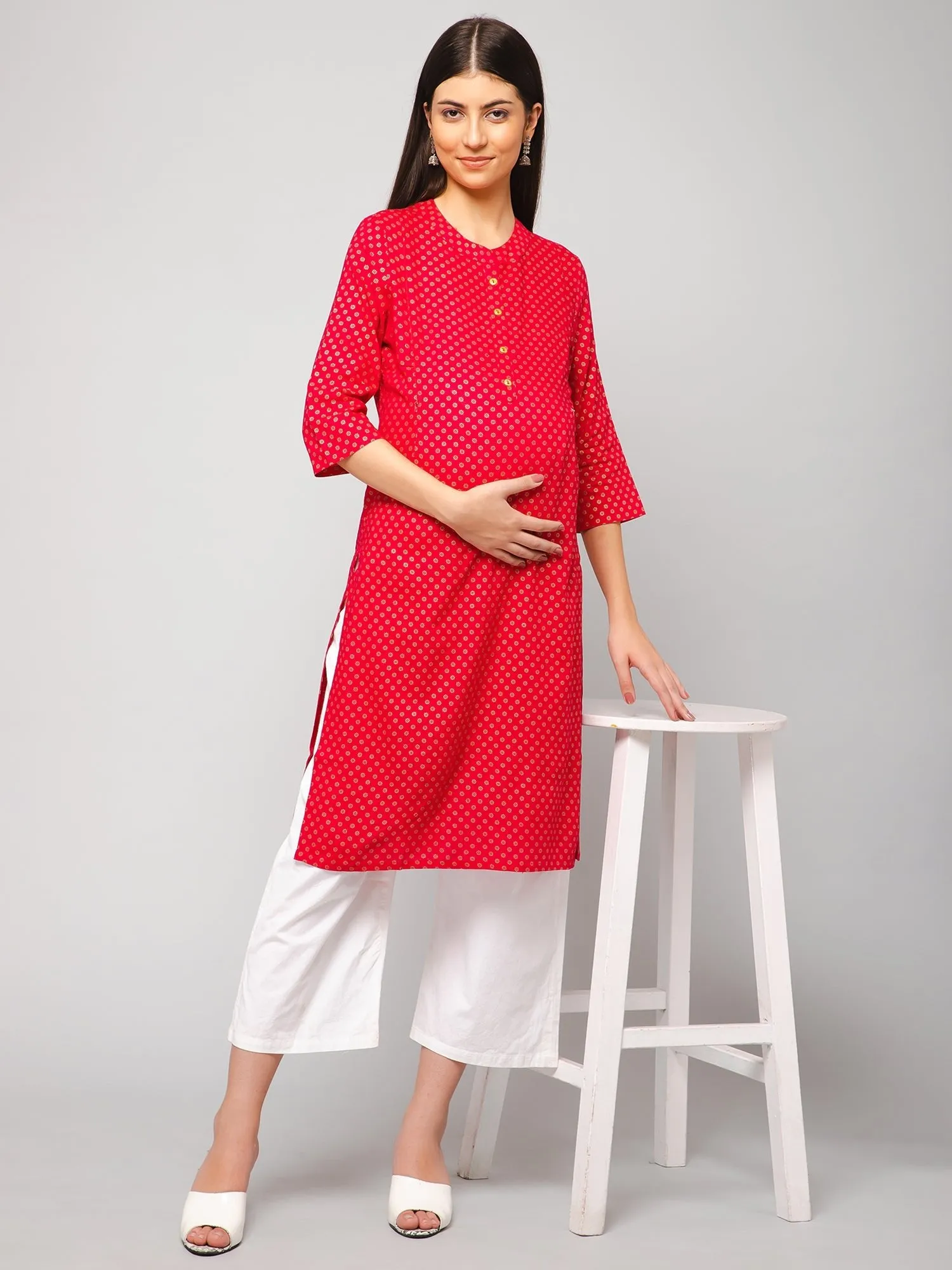 Royal Pink Maternity Feeding Kurti