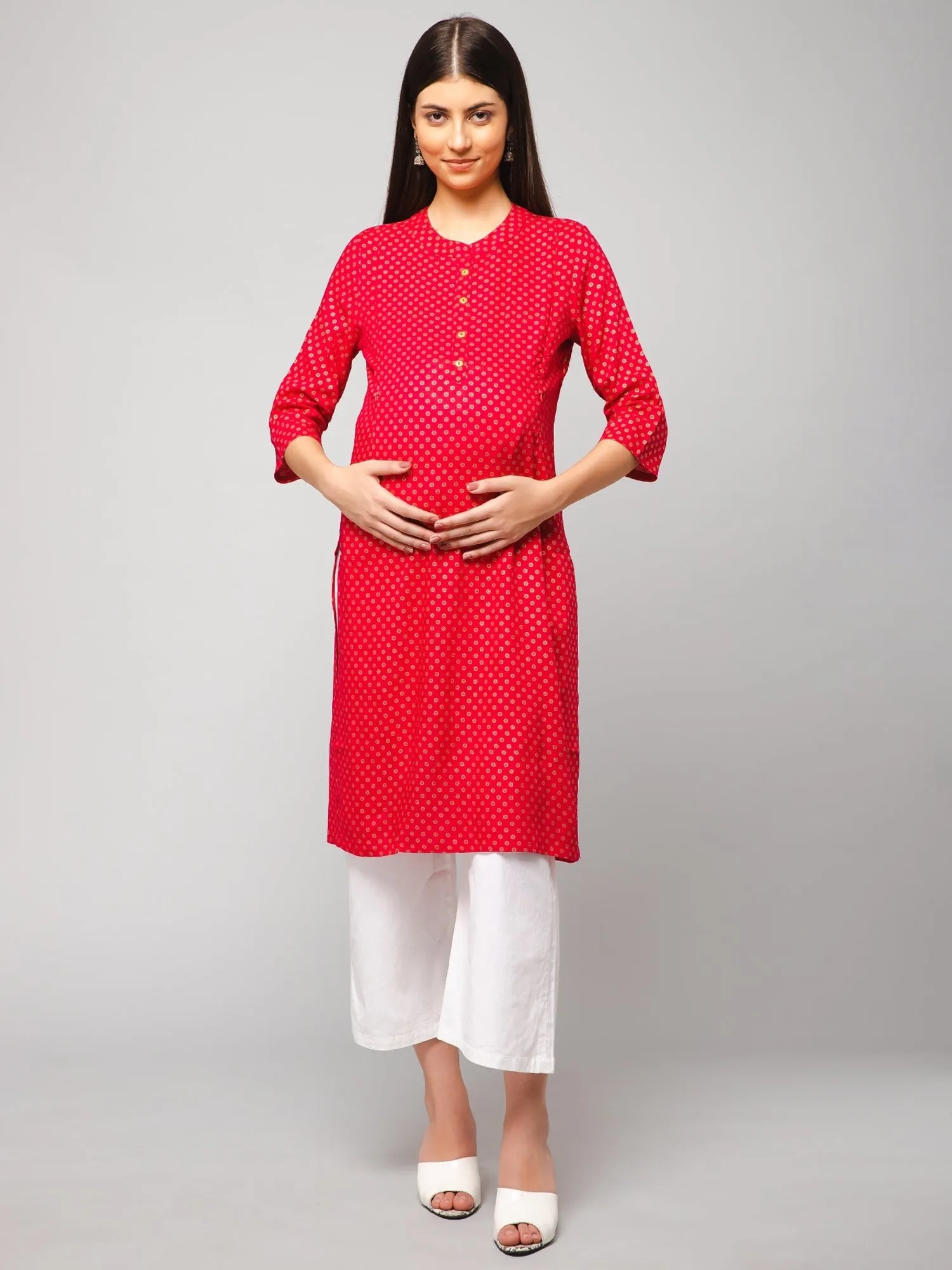 Royal Pink Maternity Feeding Kurti