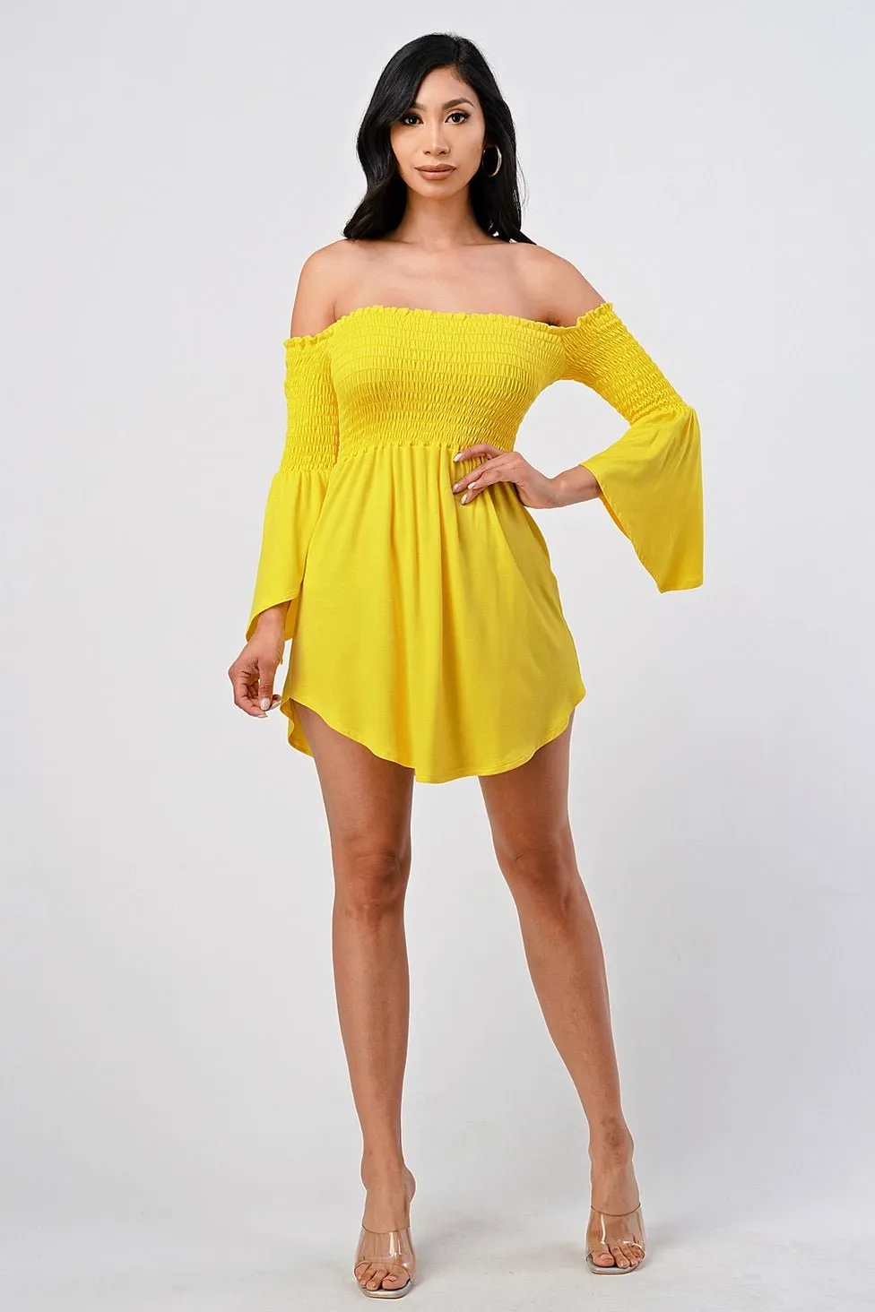 Sasha Off-Shoulder Mini Dress Yellow