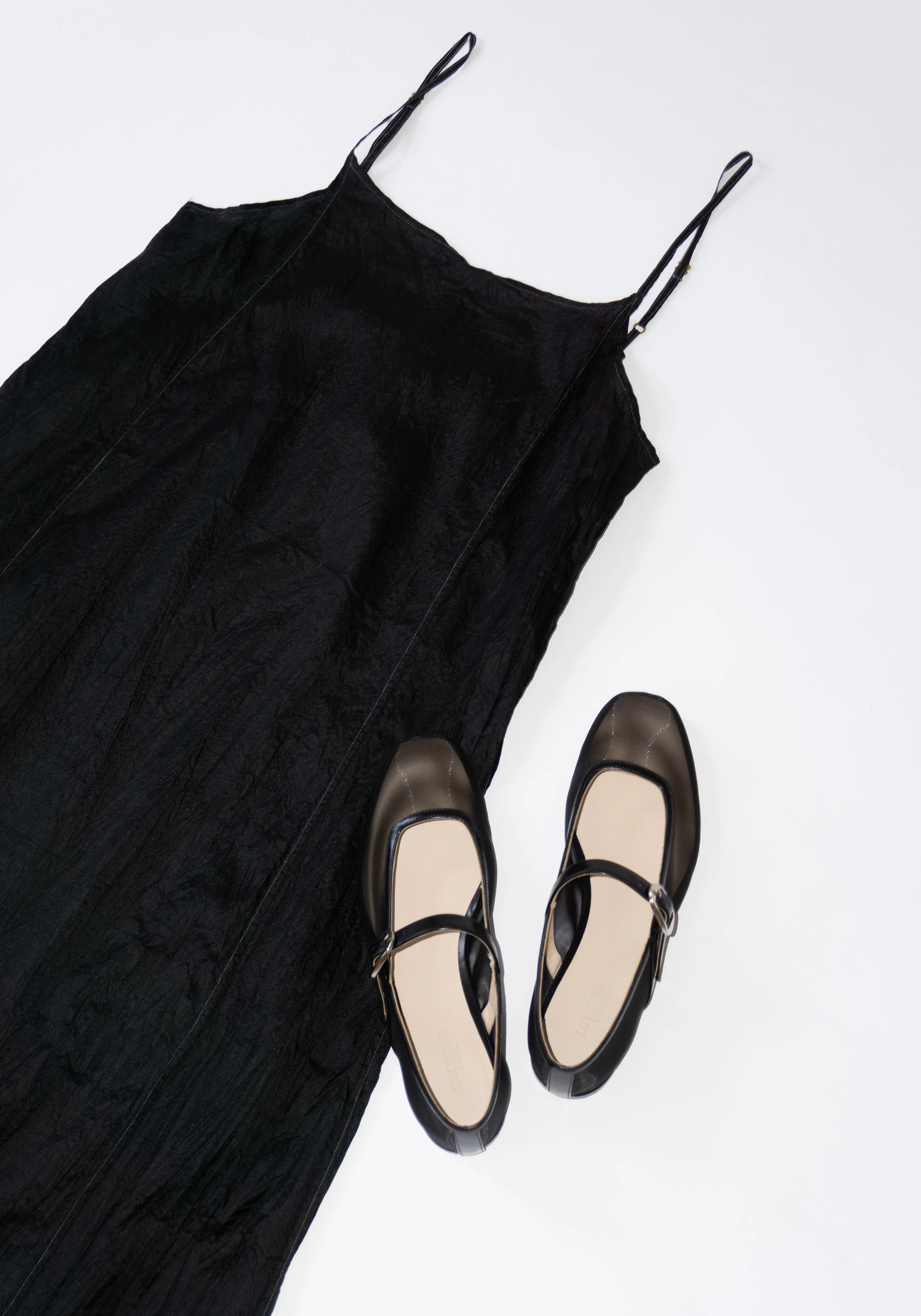 Silk Slip Dress in Dark Black