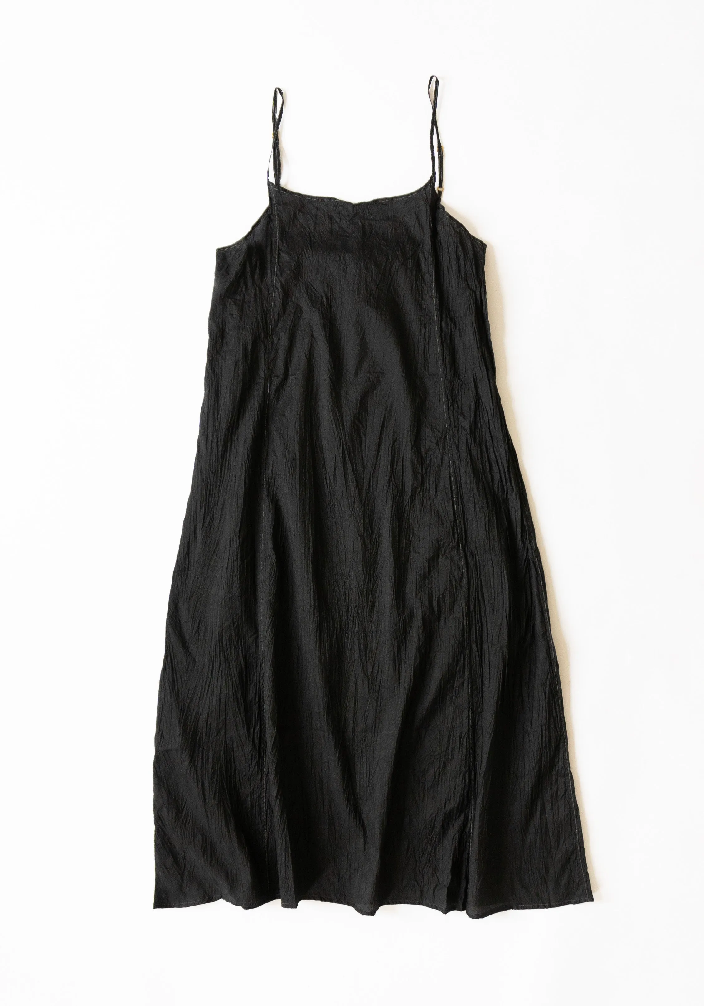 Silk Slip Dress in Dark Black