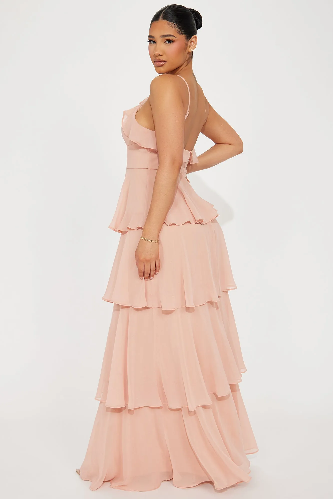 Elegant Peach Tabitha Chiffon Maxi Dress for Women - Perfect for Special Occasions and Casual Wear