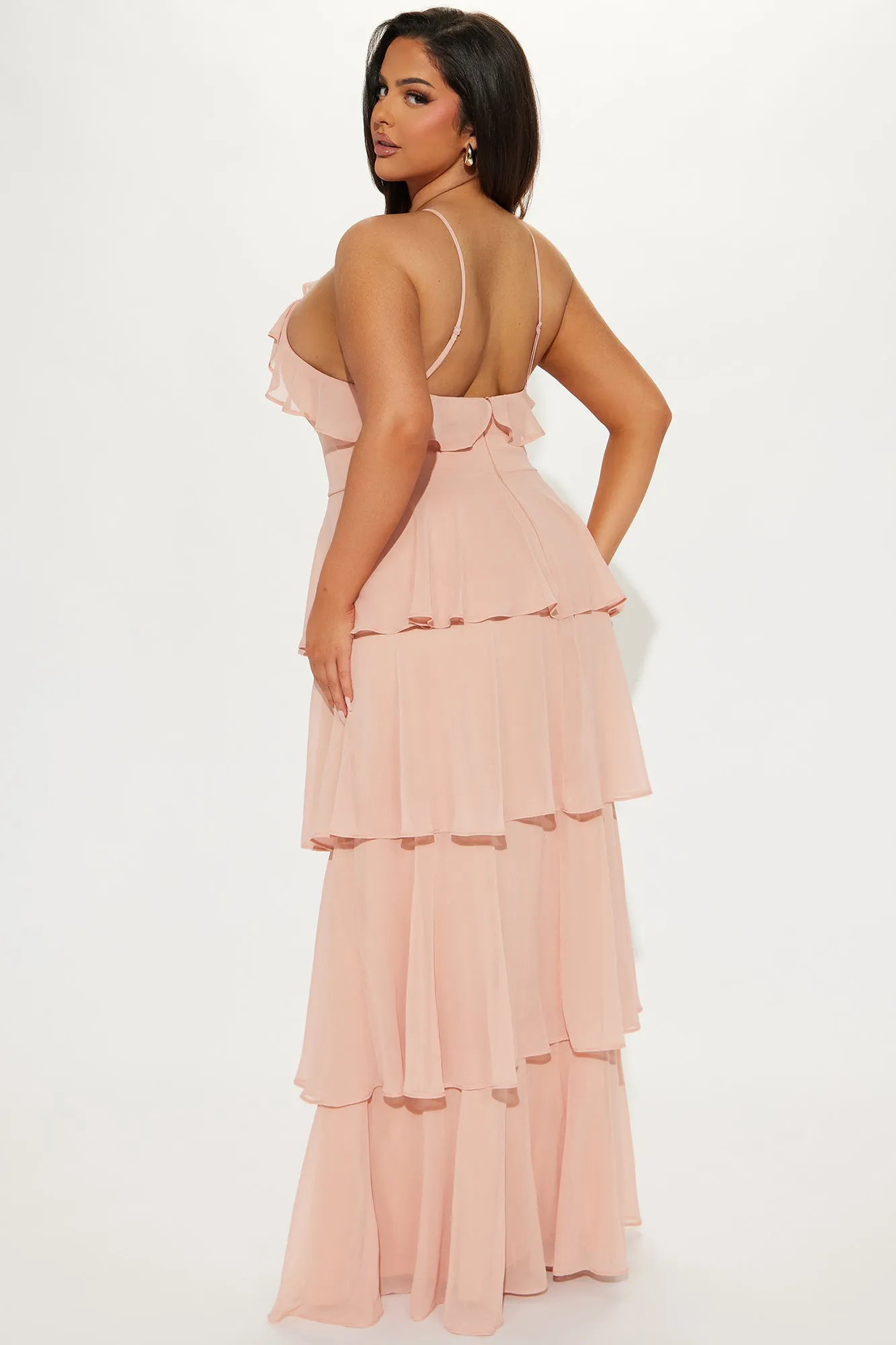 Elegant Peach Tabitha Chiffon Maxi Dress for Women - Perfect for Special Occasions and Casual Wear