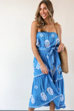 Turqs and Caicos Strapless Midi Dress