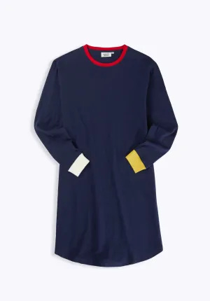 Twyla T-Shirt Dress in Navy Colorblock